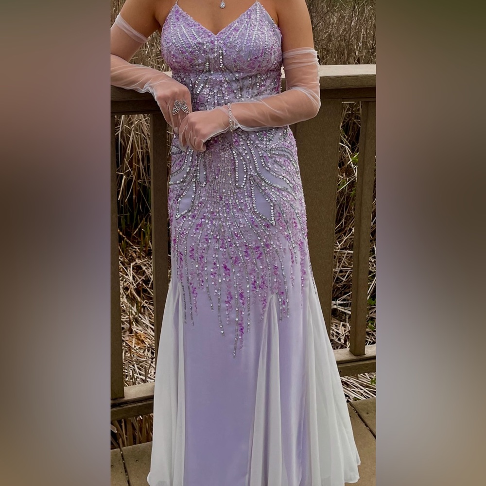 purple sequined prom dress,